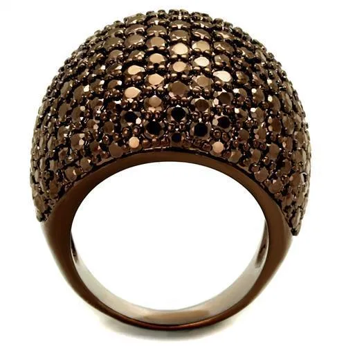 Rings 3W1101 IP Coffee light Brass Ring with AAA Grade CZ in Light Coffee Alamode
