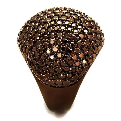 Rings 3W1101 IP Coffee light Brass Ring with AAA Grade CZ in Light Coffee Alamode