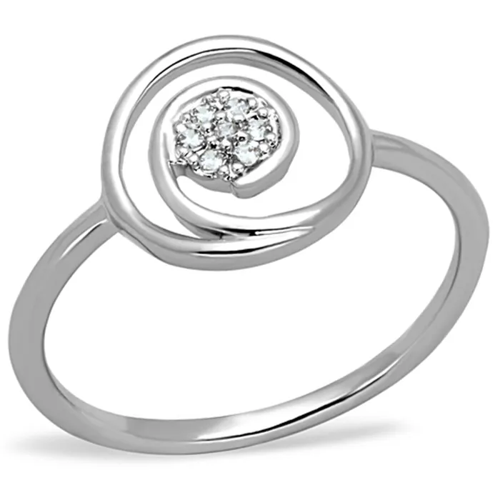 Rings 3W765 Rhodium Brass Ring with AAA Grade CZ in Clear Alamode