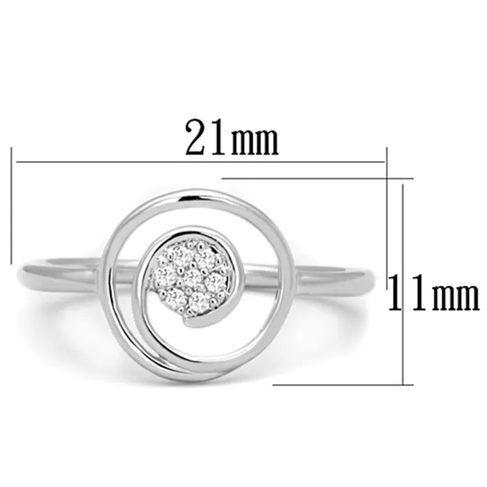 Rings 3W765 Rhodium Brass Ring with AAA Grade CZ in Clear Alamode