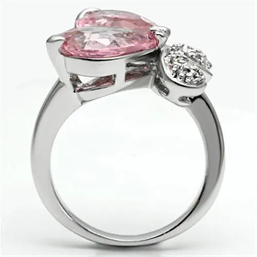 Rings Alamode 3W051 Rhodium Brass Ring with AAA Grade CZ in Rose