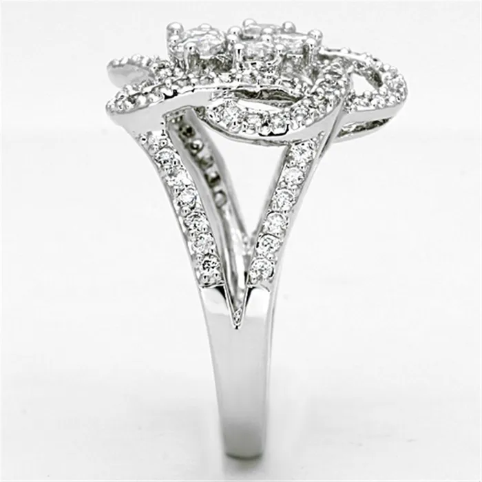 Rings Alamode 3W523 Rhodium Brass Ring with AAA Grade CZ in Clear