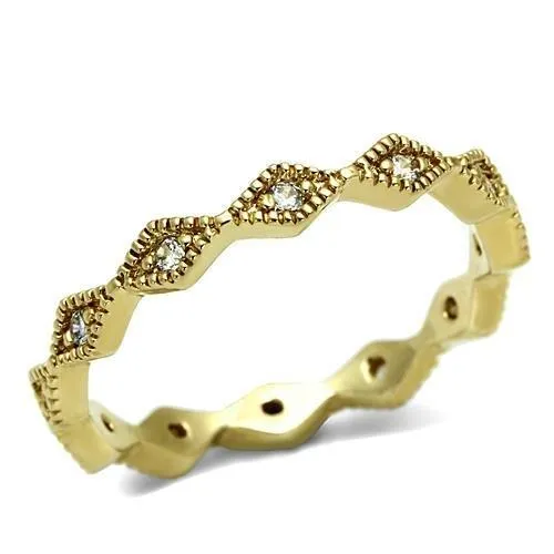 Rings Alamode LO2477 Gold Brass Ring with AAA Grade CZ in Clear