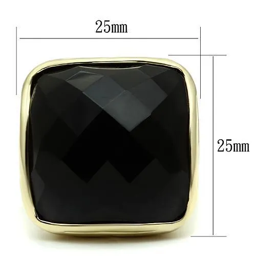 Rings Alamode LO2519 Gold Brass Ring with AAA Grade CZ in Jet