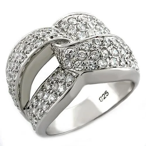 Rings Alamode LOAS1006 Rhodium 925 Sterling Silver Ring with AAA Grade CZ in Clear