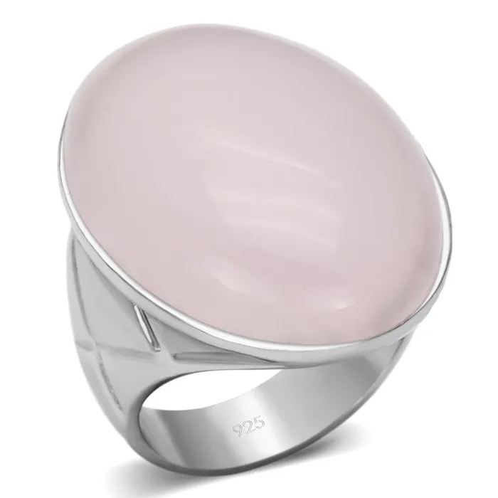 Rings Alamode LOAS865 Rhodium 925 Sterling Silver Ring with Precious Stone PINK CRYSTAL in Light Rose