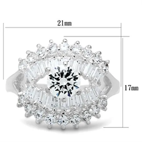 Rings Alamode SS026 Silver 925 Sterling Silver Ring with AAA Grade CZ in Clear