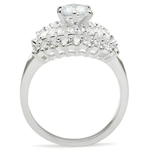 Rings Alamode SS026 Silver 925 Sterling Silver Ring with AAA Grade CZ in Clear