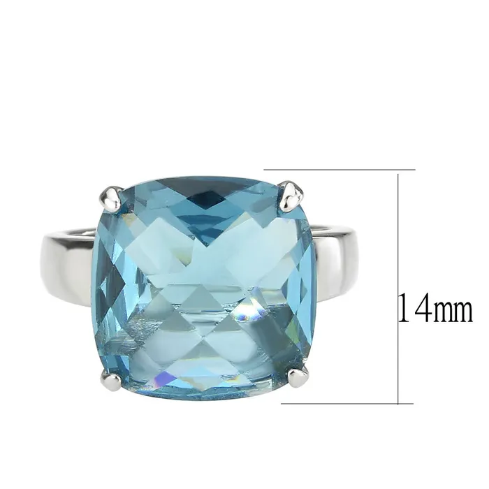 Rings Alamode TK3830 High polished no plating Stainless Steel Ring with Synthetic in SeaBlue Rings Alamode TK3830 High polished no plating Stainless Steel Ring with Synthetic in SeaBlue