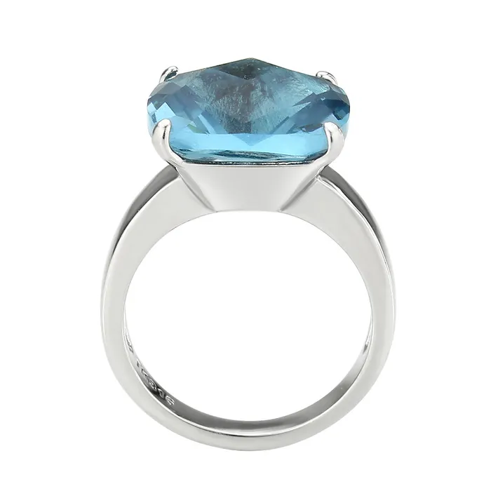 Rings Alamode TK3830 High polished no plating Stainless Steel Ring with Synthetic in SeaBlue Rings Alamode TK3830 High polished no plating Stainless Steel Ring with Synthetic in SeaBlue