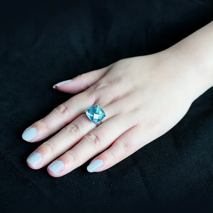Rings Alamode TK3830 High polished no plating Stainless Steel Ring with Synthetic in SeaBlue Rings Alamode TK3830 High polished no plating Stainless Steel Ring with Synthetic in SeaBlue