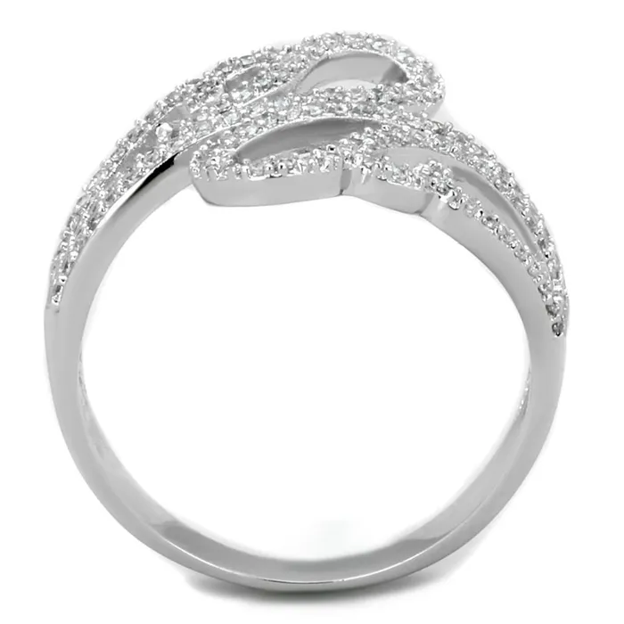 Rings Alamode TS383 Rhodium 925 Sterling Silver Ring with AAA Grade CZ in Clear