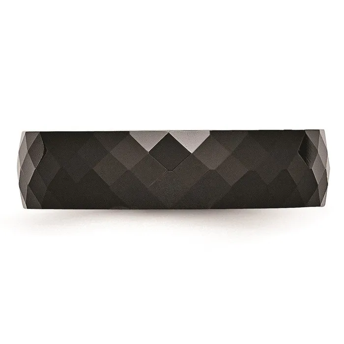 Rings Chisel Ceramic Black 6mm Faceted Polished Band Rings Chisel Ceramic Black 6mm Faceted Polished Band