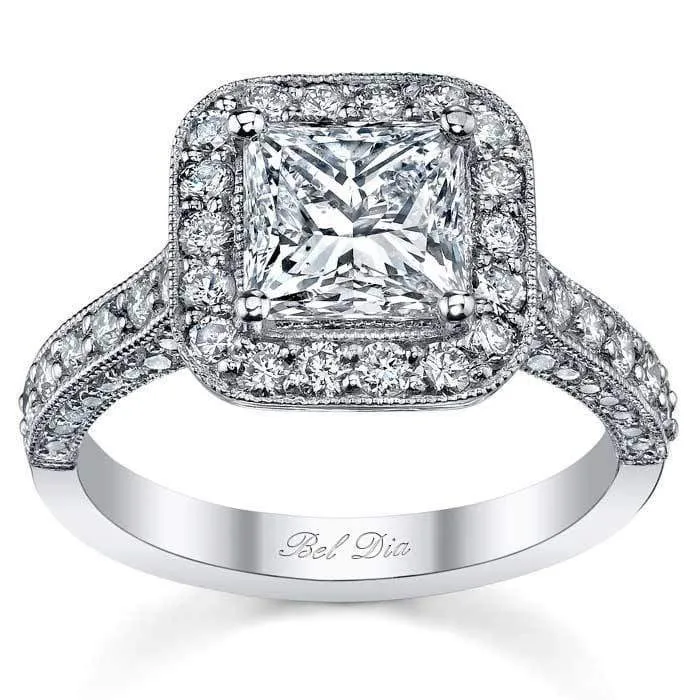 Rings deBebians Halo Setting Square Engagement Ring