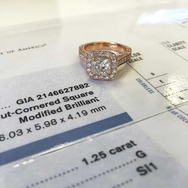Rings deBebians Halo Setting Square Engagement Ring