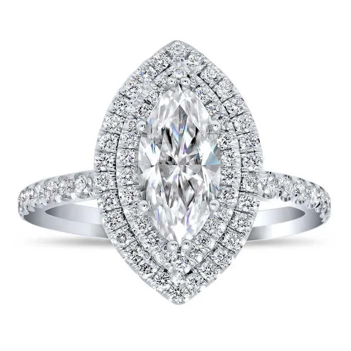 Rings deBebians Marquise Double Halo Engagement Ring