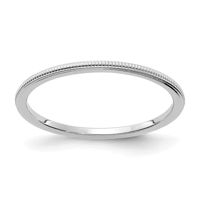 Rings Stackable Expressions 10K White Gold 12mm Milgrain Stackable Band 1STK19120W