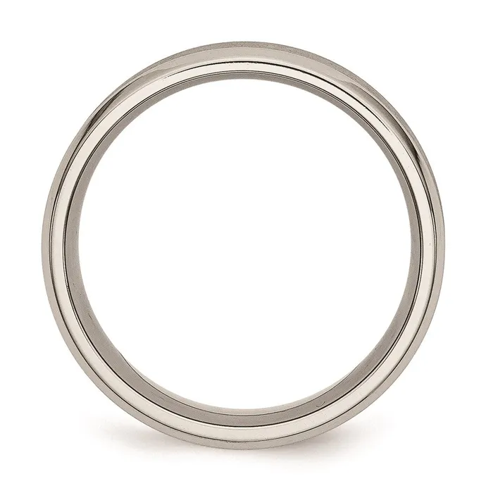 Rings Stainless Steel Beveled Edge Concave 8mm Brushed Band SR92 Chisel
