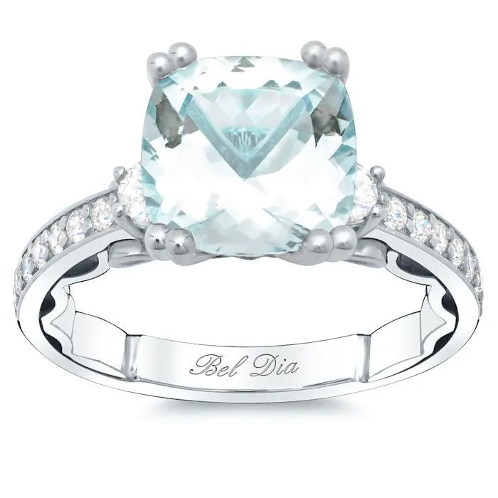 Rings Three Stone Engagement Ring for Aquamarine deBebians