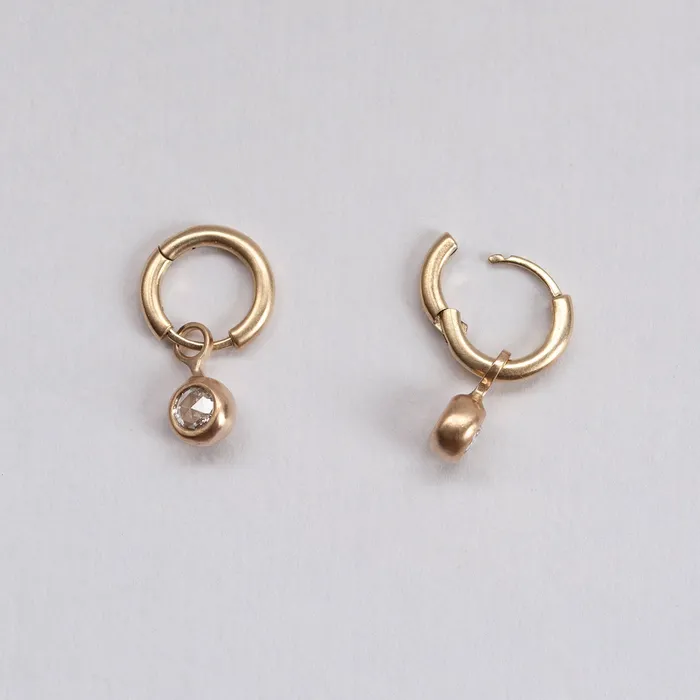 Rosecut Diamond Gold Hoop Earrings S Yamane Studio Earrings