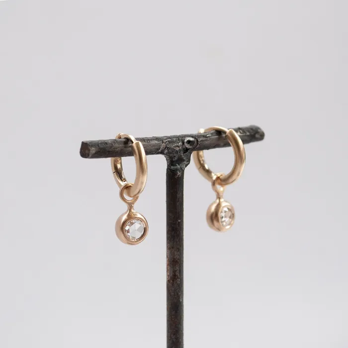 Rosecut Diamond Gold Hoop Earrings S Yamane Studio Earrings