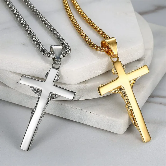 Stainless Steel Crucifix Pendant Chain BOGO VVS Jewelry Necklaces
