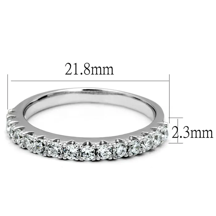 TS534 Rhodium 925 Sterling Silver Ring with AAA Grade CZ in Clear Alamode Rings