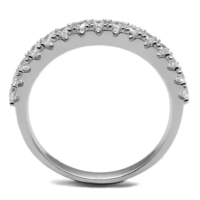 TS534 Rhodium 925 Sterling Silver Ring with AAA Grade CZ in Clear Alamode Rings