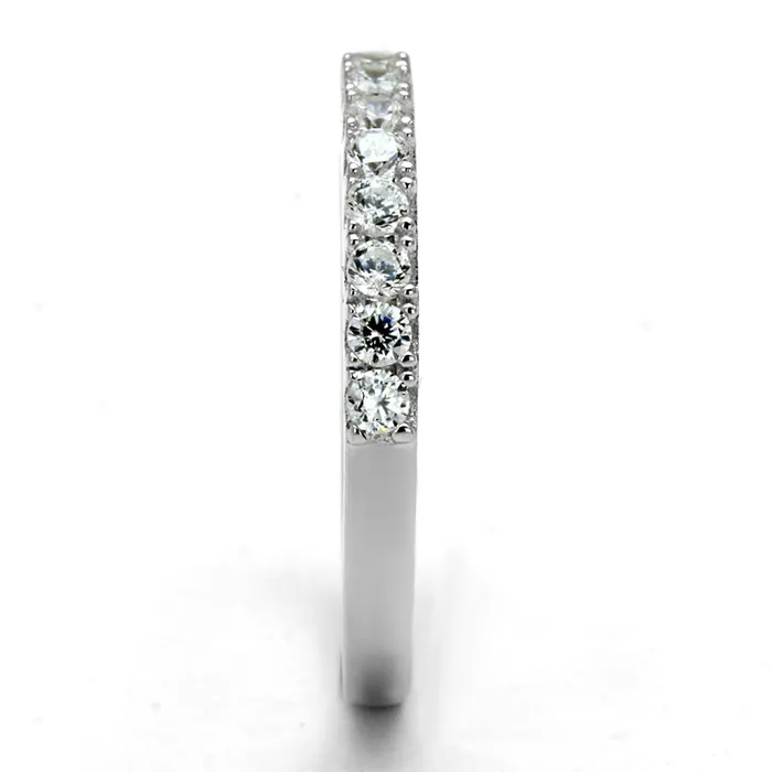 TS534 Rhodium 925 Sterling Silver Ring with AAA Grade CZ in Clear Alamode Rings