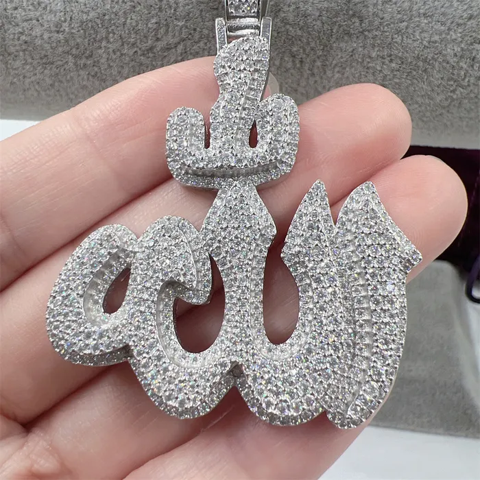 VVS Jewelry Necklaces Allah Moissanite Diamond Pendant Necklace