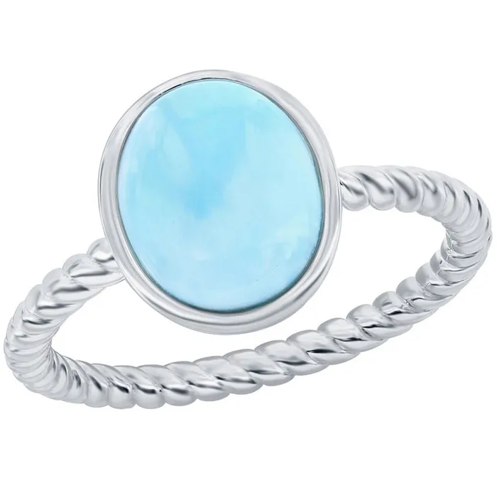 Womens Ring Oval Larimar Rope Design Band Size 9 W27809 Classic Rings