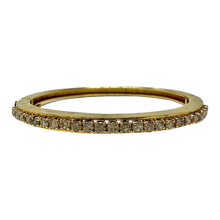 14K Gold Hinged Bracelet with 25 Diamond Jewelry Bracelets