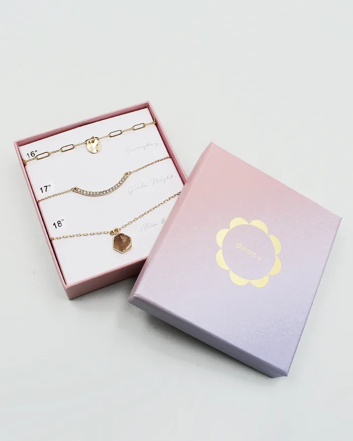 3PC Assorted Layering Necklace Gift Set 04132023 Necklaces