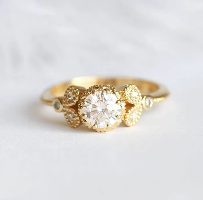 Amanda Moissanite Engagement Ring Ready to Ship Capucinne Rings