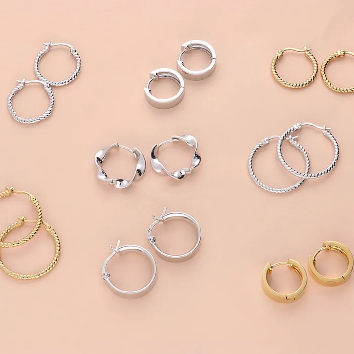 BERRICLE Earrings Cable Medium Hoop Earrings in Sterling Silver 088