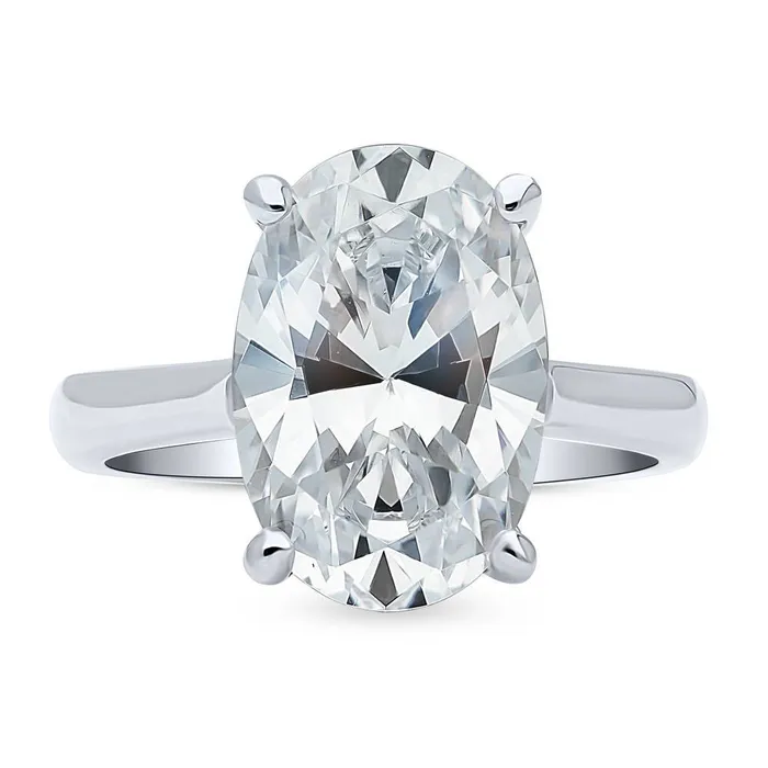 BERRICLE Rings Solitaire 55ct Oval CZ Ring in Sterling Silver