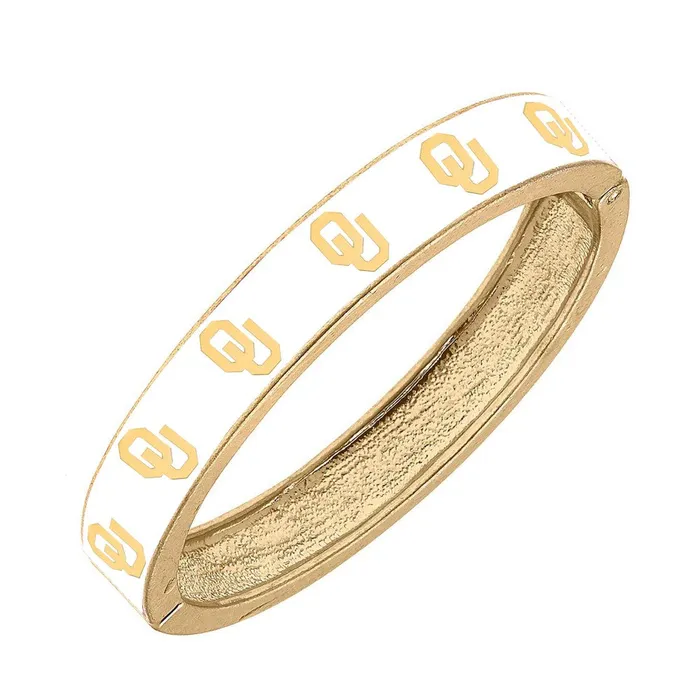 Bracelets Judson Co Collegiate Gold Football Hinged Bangle Bracelet Oklahoma White