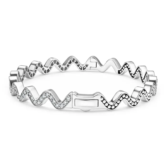 Caviar Spark Wave Diamond Bangle Bracelet LAGOS Bracelets