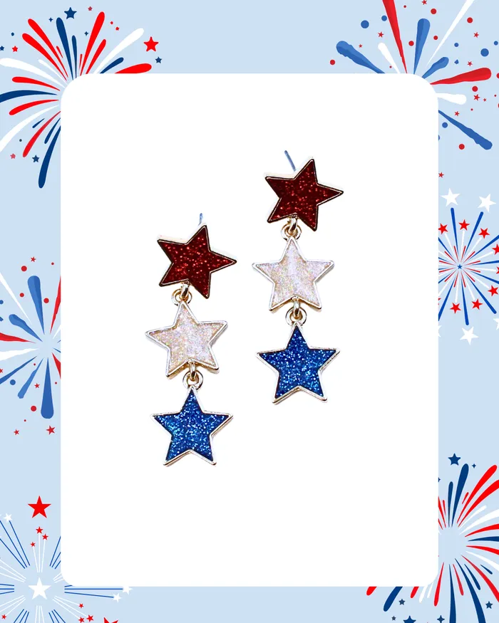 Earrings 0619224 Red White Blue Stars Earrings