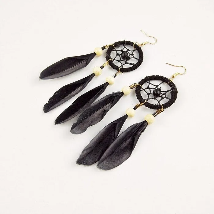 Earrings wickedafstore Dreamcatcher Feather Earrings Earrings wickedafstore Dreamcatcher Feather Earrings