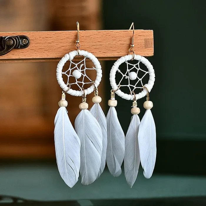 Earrings wickedafstore Dreamcatcher Feather Earrings Earrings wickedafstore Dreamcatcher Feather Earrings