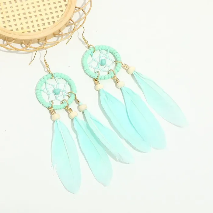 Earrings wickedafstore Dreamcatcher Feather Earrings Earrings wickedafstore Dreamcatcher Feather Earrings