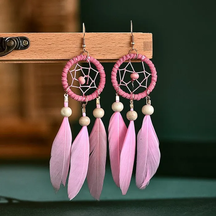 Earrings wickedafstore Dreamcatcher Feather Earrings Earrings wickedafstore Dreamcatcher Feather Earrings
