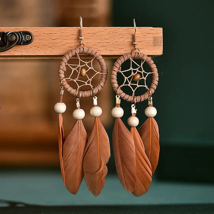 Earrings wickedafstore Dreamcatcher Feather Earrings Earrings wickedafstore Dreamcatcher Feather Earrings