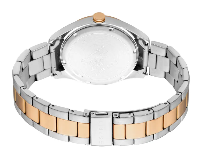 Esprit Mens Brown Dial Silver Rose Gold Watch Esprit Earrings