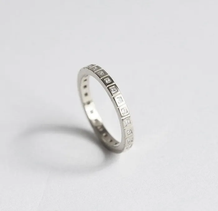 Eternity Wedding Ring Princess Diamond Eternity Band Ready to Ship Capucinne Rings