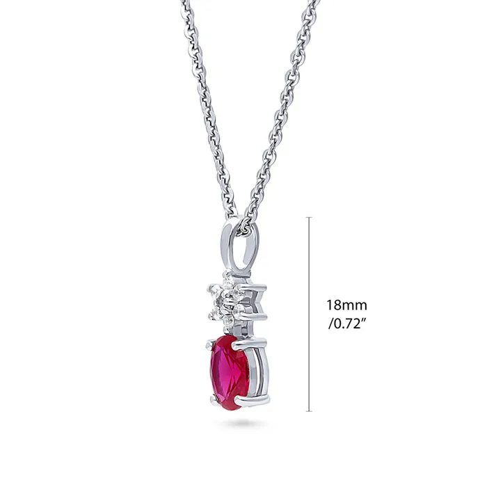 Flower Simulated Ruby CZ Necklace in Sterling Silver BERRICLE Necklaces