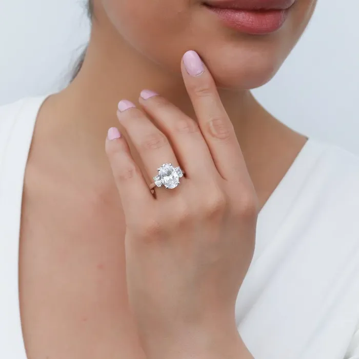 Rings BERRICLE 3Stone 55ct Oval CZ Ring Set in Sterling Silver