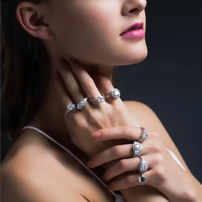 Rings Halo Cushion Cut CZ Ring in Sterling Silver BERRICLE