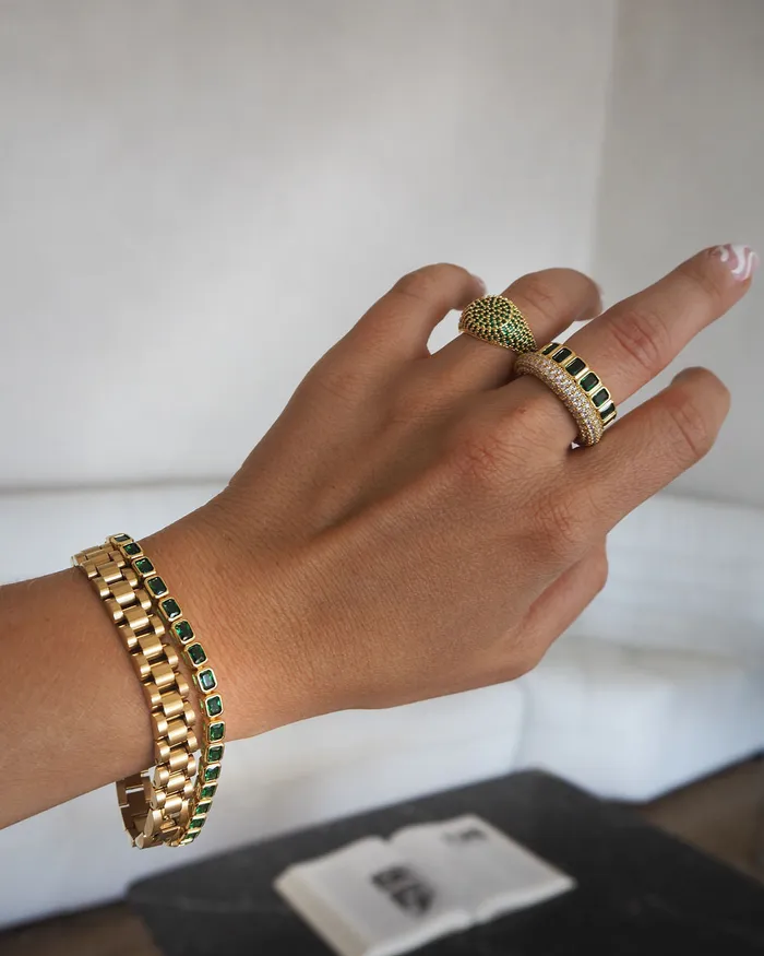 Bezel Emerald Ballier Bracelet Emerald Green Gold Luv Aj Bracelets